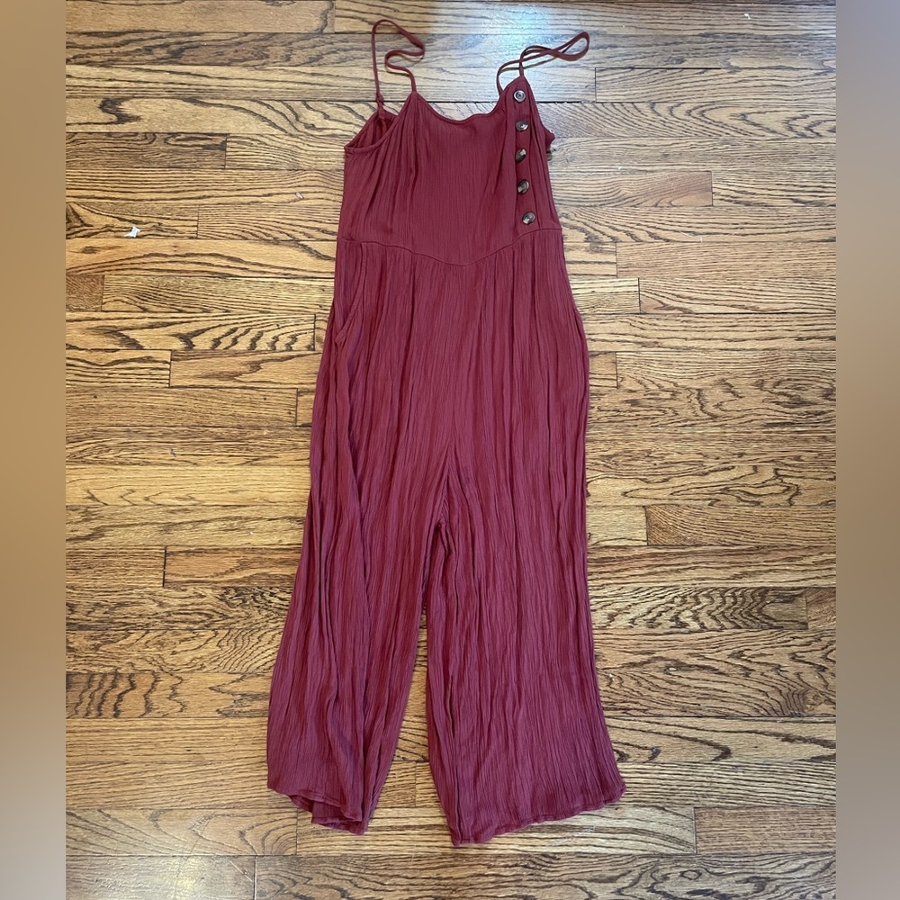 AE Side Button Jumpsuit in Rust - Picture 2 of 5